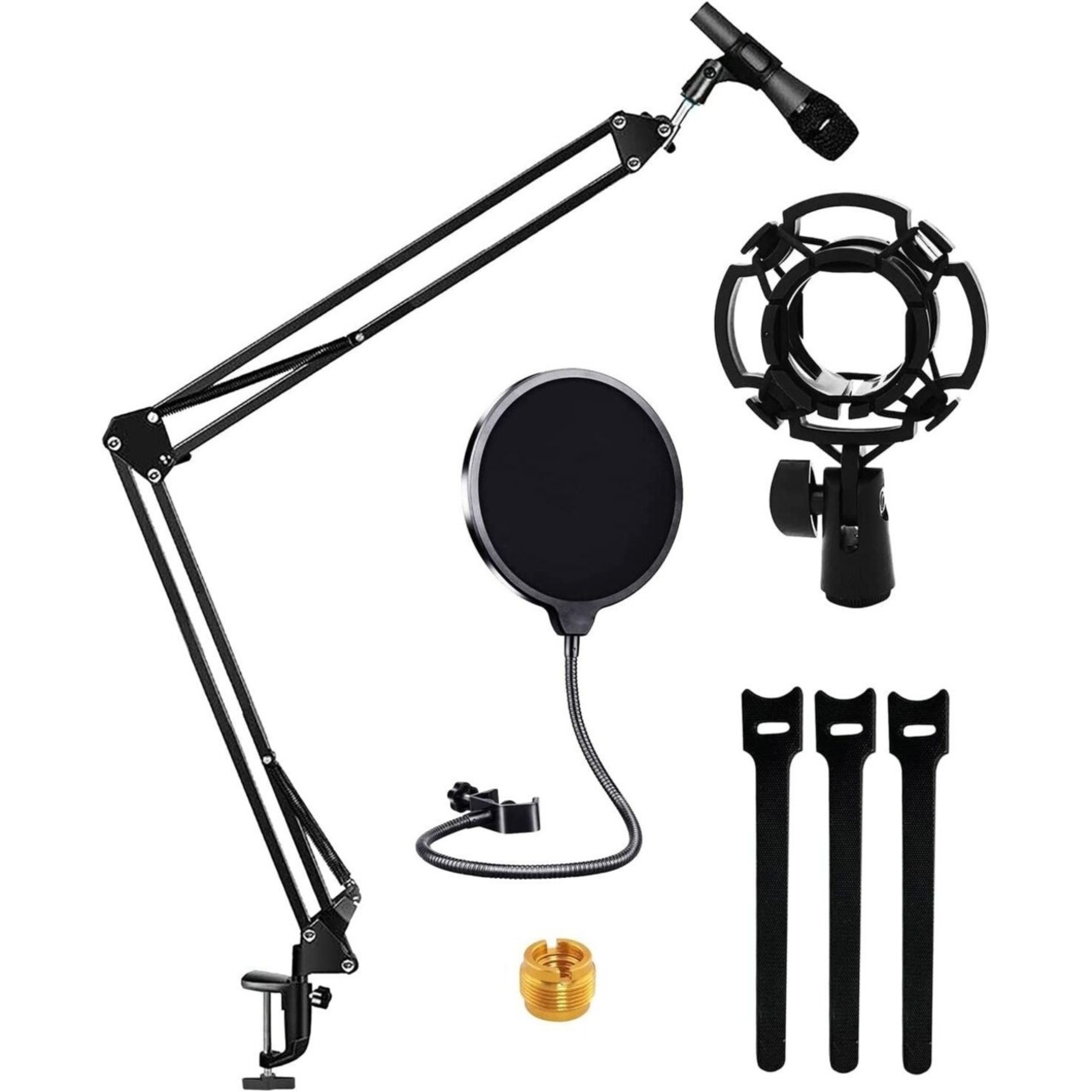 Professional Microphone Stand 21 Inch With Pop Filter Heavy Duty Microphone Suspension Scissor Arm Stand And Windscreen
